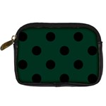 Polka Dots - Black on Deep Green Digital Camera Leather Case