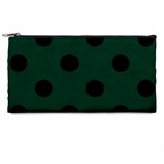 Polka Dots - Black on Deep Green Pencil Case