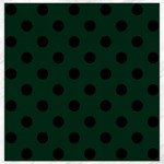 Polka Dots - Black on Deep Green Canvas 12  x 12 