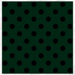 Polka Dots - Black on Deep Green Canvas 16  x 16 
