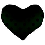 Polka Dots - Black on Deep Green Large 19  Premium Heart Shape Cushion