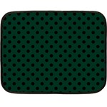 Polka Dots - Black on Deep Green Double Sided Fleece Blanket (Mini)