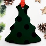 Polka Dots - Black on Deep Green Ornament (Christmas Tree)
