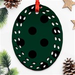 Polka Dots - Black on Deep Green Ornament (Bell) Ornament (Oval Filigree)