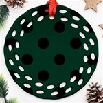 Polka Dots - Black on Deep Green Ornament (Round Filigree)