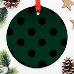 Polka Dots - Black on Deep Green Ornament (Round)