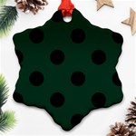 Polka Dots - Black on Deep Green Ornament (Snowflake)