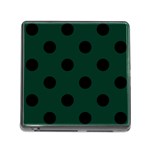 Polka Dots - Black on Deep Green Memory Card Reader (Square)
