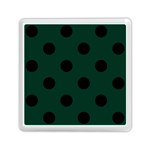 Polka Dots - Black on Deep Green Memory Card Reader with Storage (Square)