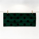 Polka Dots - Black on Deep Green Hand Towel