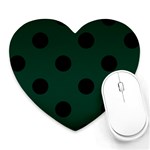Polka Dots - Black on Deep Green Heart Mousepad
