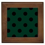 Polka Dots - Black on Deep Green Framed Tile