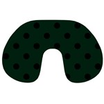 Polka Dots - Black on Deep Green Travel Neck Pillow