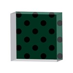 Polka Dots - Black on Deep Green 4 x 4  Acrylic Photo Block