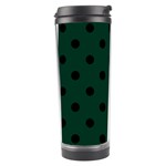 Polka Dots - Black on Deep Green Travel Tumbler