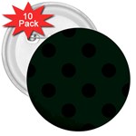 Polka Dots - Black on Deep Green 3  Button (10 pack)