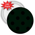 Polka Dots - Black on Deep Green 3  Button (100 pack)