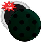 Polka Dots - Black on Deep Green 3  Magnet (100 pack)