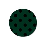 Polka Dots - Black on Deep Green Magnet 3  (Round)
