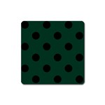 Polka Dots - Black on Deep Green Magnet (Square)