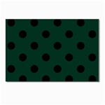 Polka Dots - Black on Deep Green Postcard 5  x 7 