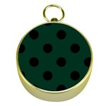 Polka Dots - Black on Deep Green Gold Compass