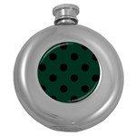 Polka Dots - Black on Deep Green Hip Flask (5 oz)