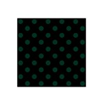Polka Dots - Deep Green on Black Satin Bandana Scarf