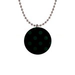 Polka Dots - Deep Green on Black 1  Button Necklace