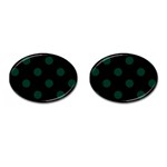 Polka Dots - Deep Green on Black Cufflinks (Oval)