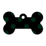 Polka Dots - Deep Green on Black Dog Tag Bone (Two Sides)