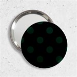 Polka Dots - Deep Green on Black 2.25  Handbag Mirror