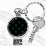 Polka Dots - Deep Green on Black Nail Clippers Key Chain