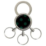 Polka Dots - Deep Green on Black 3-Ring Key Chain