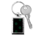 Polka Dots - Deep Green on Black Key Chain (Rectangle)