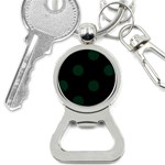 Polka Dots - Deep Green on Black Bottle Opener Key Chain