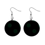 Polka Dots - Deep Green on Black 1  Button Earrings