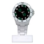 Polka Dots - Deep Green on Black Nurses Watch
