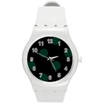 Polka Dots - Deep Green on Black Round Plastic Sport Watch (M)