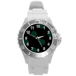 Polka Dots - Deep Green on Black Round Plastic Sport Watch (L)
