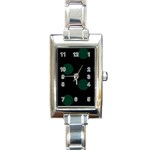 Polka Dots - Deep Green on Black Rectangle Italian Charm Watch