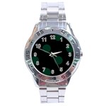 Polka Dots - Deep Green on Black Stainless Steel Analogue Watch