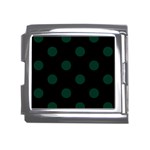 Polka Dots - Deep Green on Black Mega Link Italian Charm (18mm)