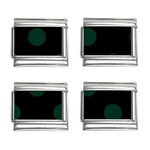 Polka Dots - Deep Green on Black 9mm Italian Charm (4 pack)