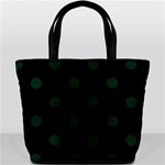 Polka Dots - Deep Green on Black Bucket Bag