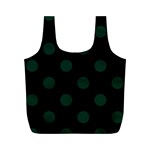 Polka Dots - Deep Green on Black Full Print Recycle Bag (M)