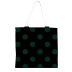 Polka Dots - Deep Green on Black Grocery Light Tote Bag