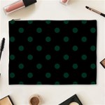Polka Dots - Deep Green on Black Cosmetic Bag (XL)