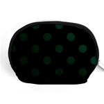 Polka Dots - Deep Green on Black Accessory Pouch (Medium)