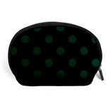 Polka Dots - Deep Green on Black Accessory Pouch (Large)